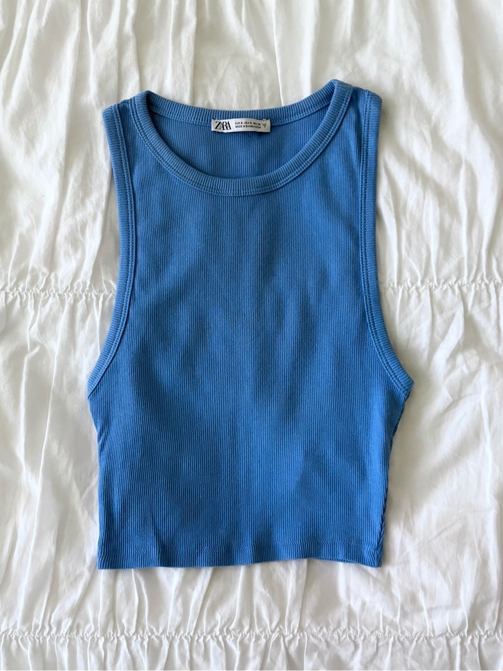 Zara Ribbed Sky Blue Cropped Tank